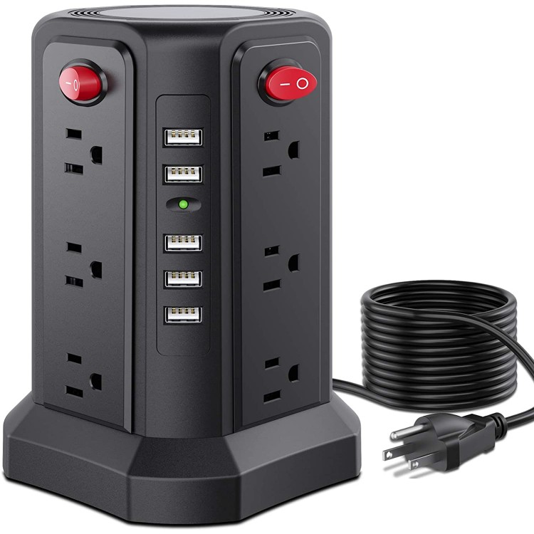 5M/16.4FT Surge Protector Power Strip with USB Short Circuit Protection. Power Strip Extension Cord with 8 AC Outlets & 4 USB Ports Power Strip Tower Surge Protector Overload Protection 